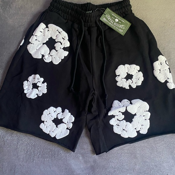 Denim Tears Other - Men's Black and White Graphic Shorts